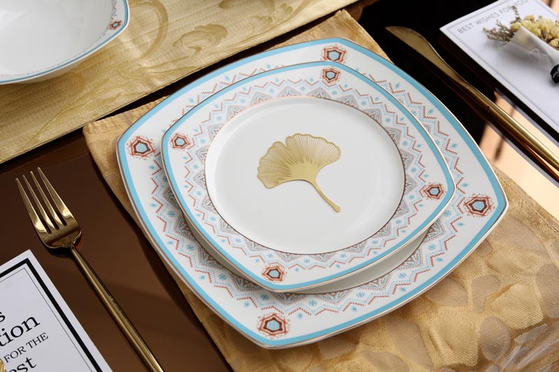 RAH-G0002 New Bone China European Indie Pop Style Gold Decal Dinnerware Set