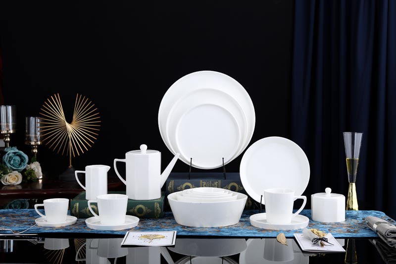 RAH-BD004 New Bone China Plain White De Stijl Dinnerware Set