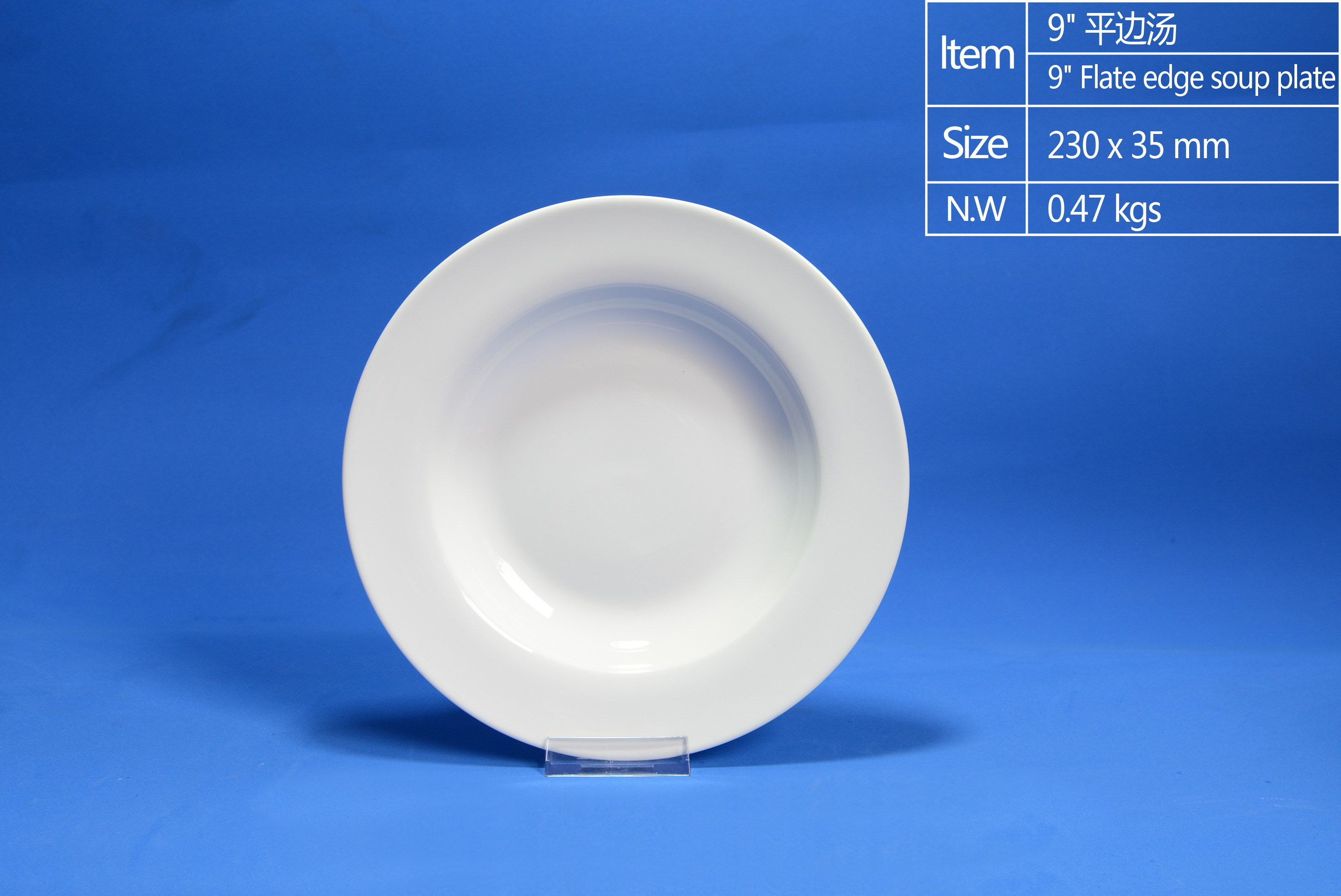 9 inch Flat Rim Soup Plate