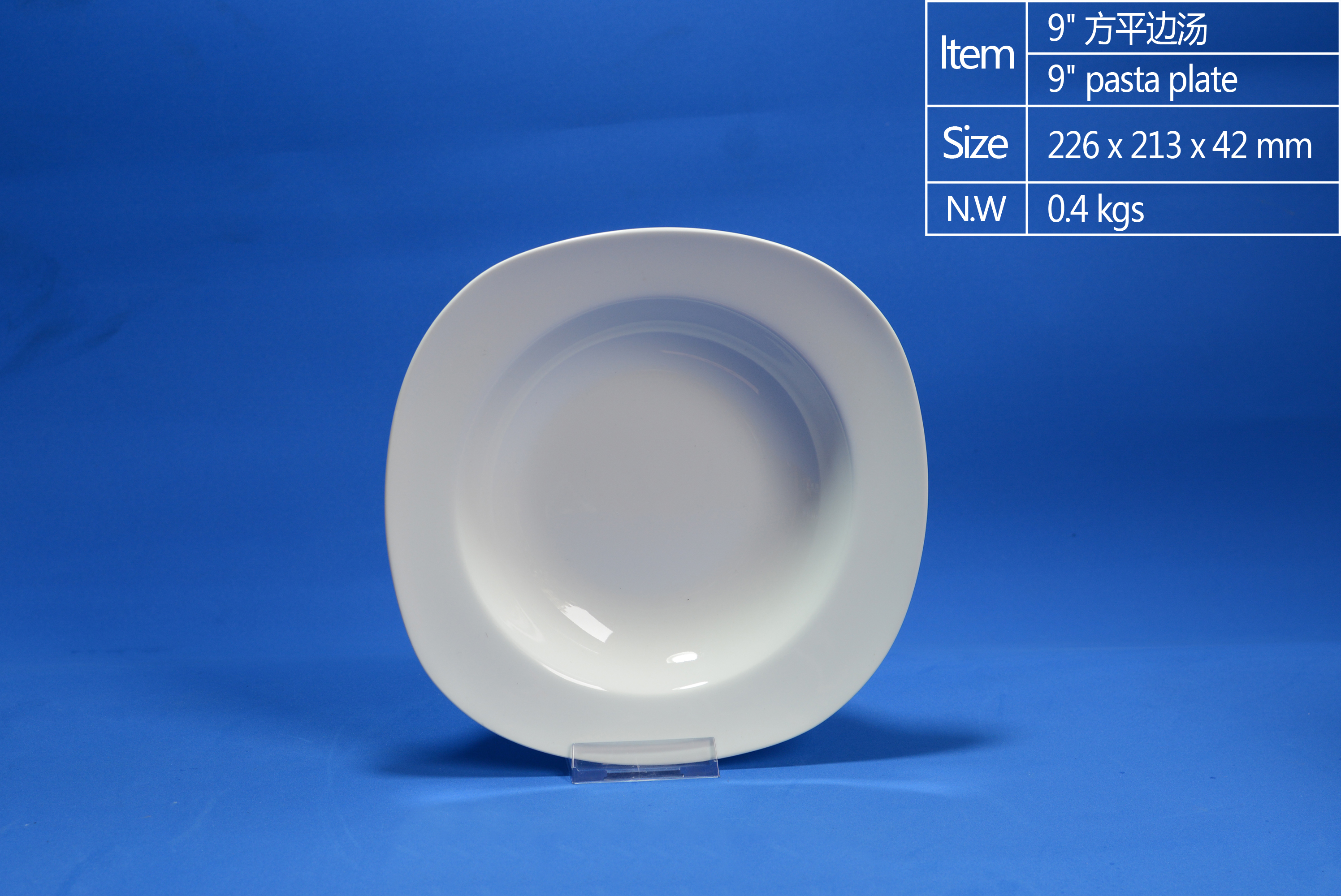 9 inch Square Flat Rim Soup Plate