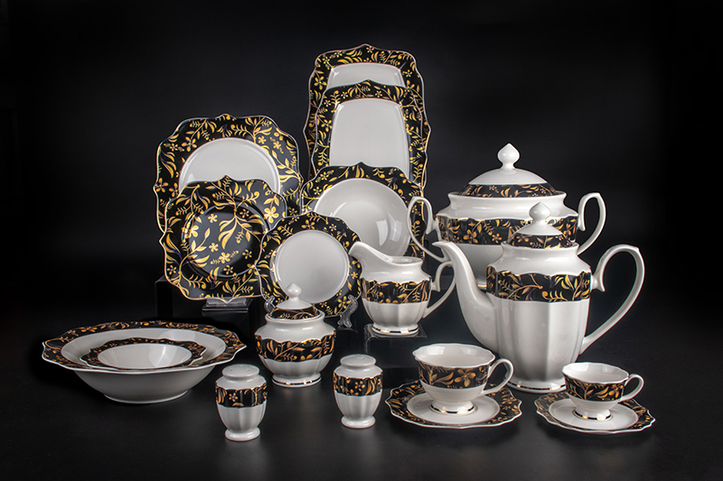 RAH23001 New Bone China European Court Noble Style Gold Decal Dinnerware Set 