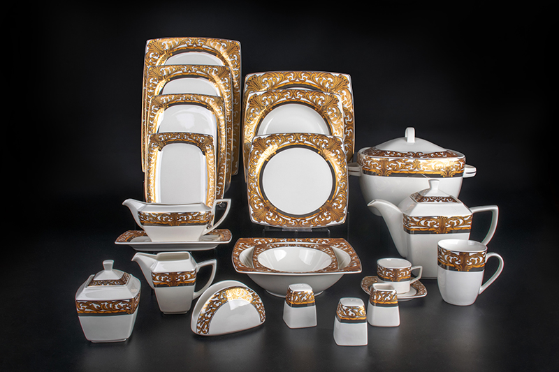  RAH23002 New Bone China European Court Noble Style Gold Decal Dinnerware Set 