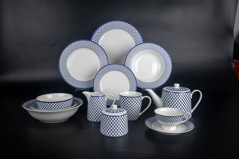 RAH2302007 New Bone China In-glaze Dinnerware Set with Sapphire blue Decal