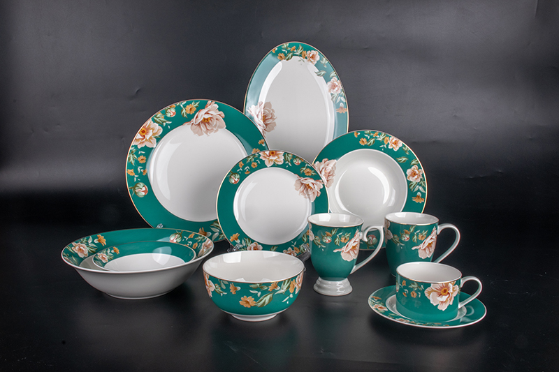 RAH2303002 New Bone China European Court Noble Style Gold Decal Dinnerware Set 