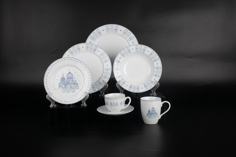 RAH2303001 Super White Beautiful On Glaze Decal Porcelain Dinnerware Set 