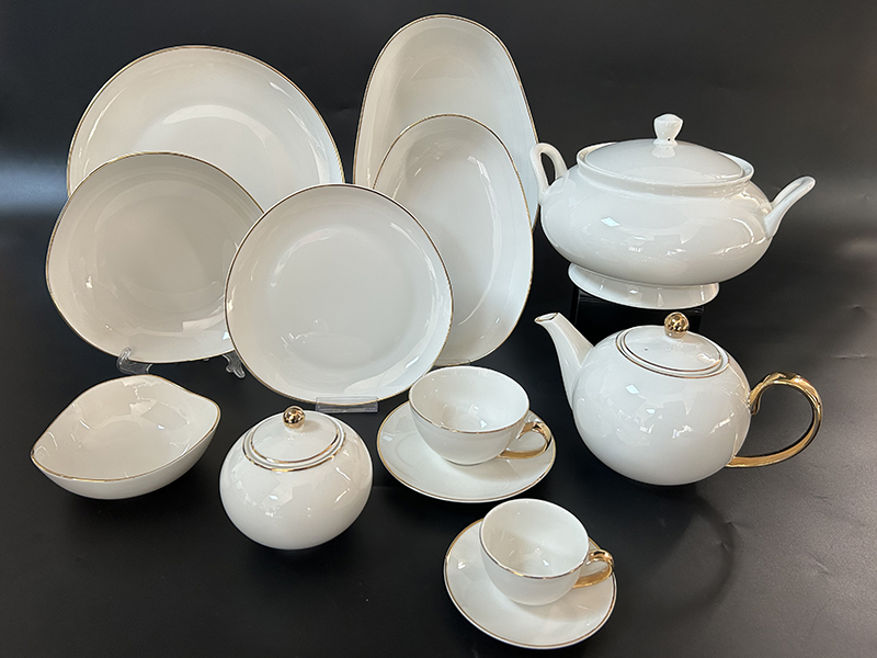 RAH2304002 Egg Shape New Bone China with Gold edge Porcelain Dinnerware Set 