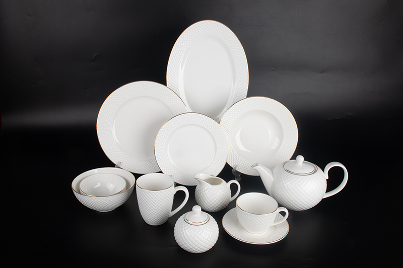 RAH-BD007  New Bone China Diamond series with Gold edge Porcelain Dinnerware Set