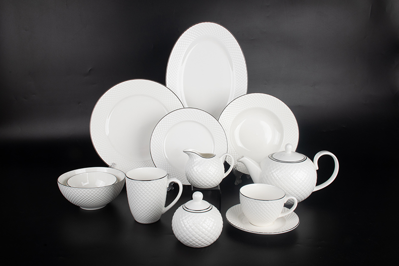 RAH-BD007  New Bone China Diamond series with Black edge Porcelain Dinnerware Set