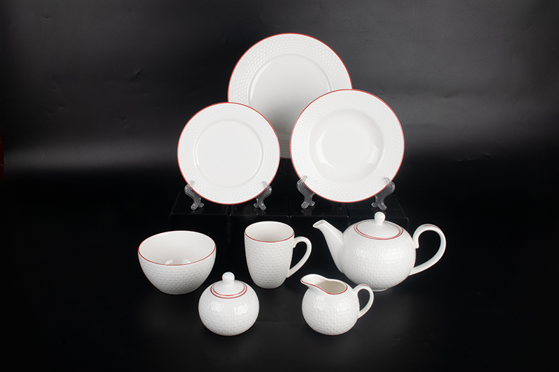 RAH-BD010  New Bone China Rice series with Red edge Porcelain Dinnerware Set